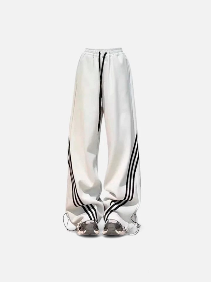 Pantalón Baggy para Mujer de Algodón a Rayas Blanco