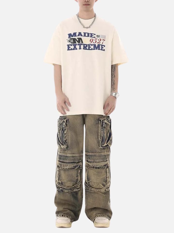 Pantalón Baggy Jeans para Hombre Multi Bolsillos