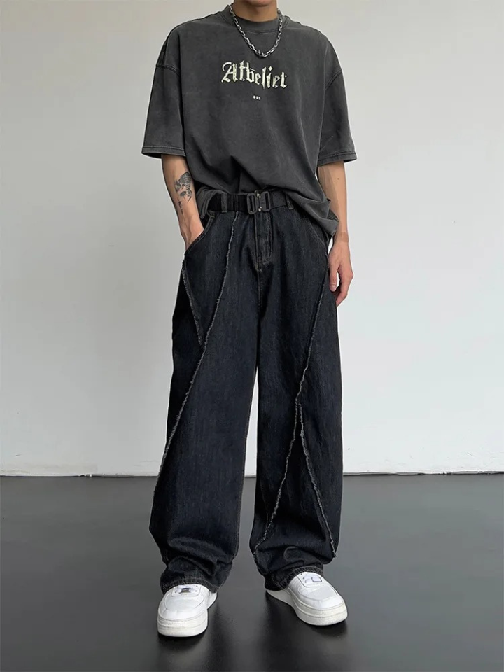 Pantalón Cargo para Hombre de Mezclilla Negro 'Midnight Seam'
