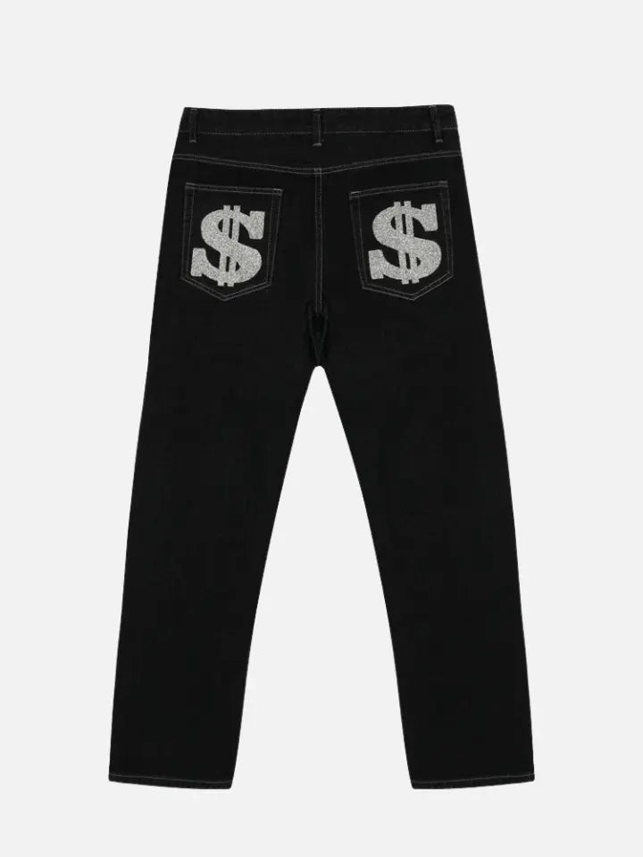 Pantalón Recto para Hombre de Mezclilla 'Dollar' Negro