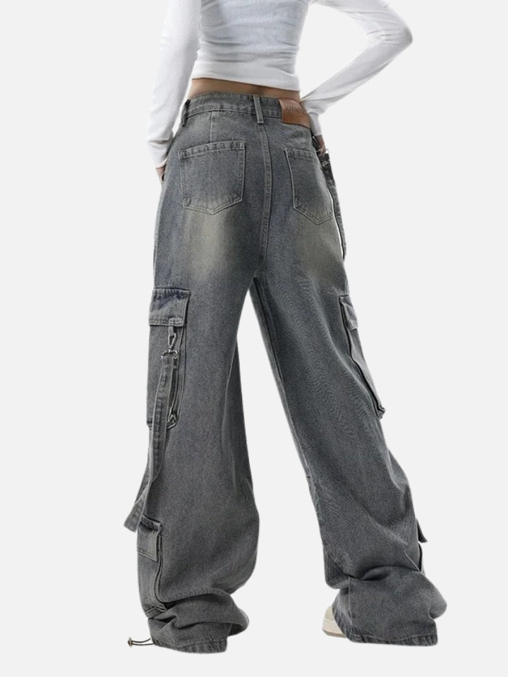 Pantalón Baggy para Mujer de Mezclilla Gris 'Loose Fit'