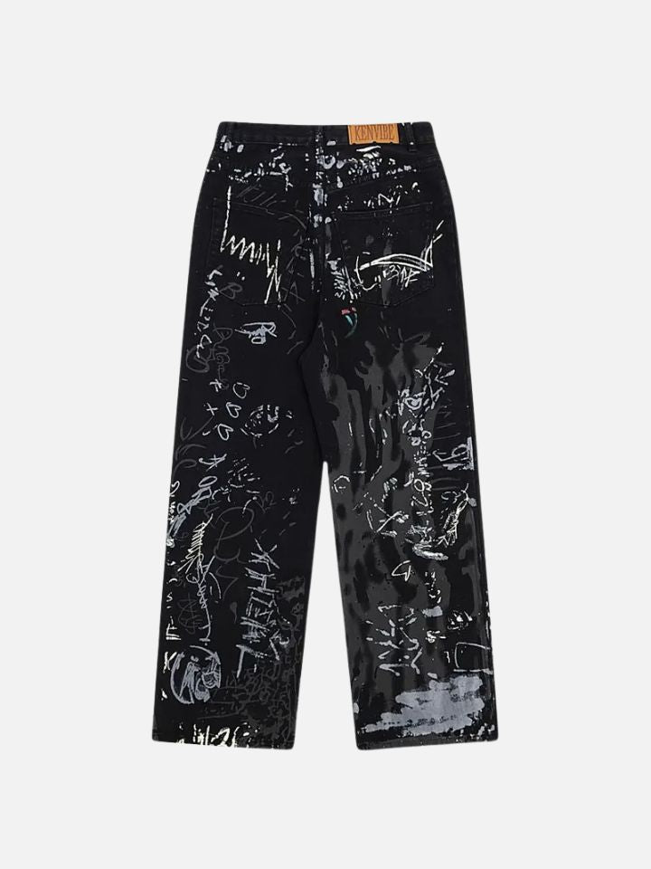 Pantalón Jeans Recto Streetwear Negro 'InkUrban'