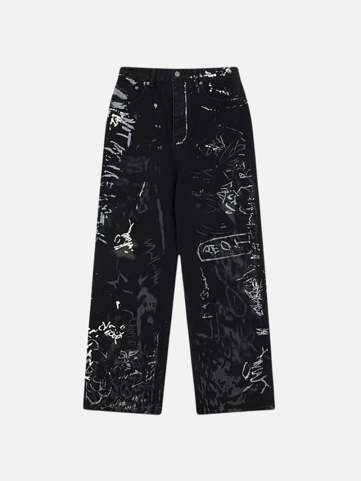 Pantalón Jeans Recto Streetwear Negro 'InkUrban'