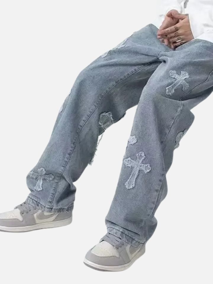 Pantalón Recto de Mezclilla Azul 'Cross'
