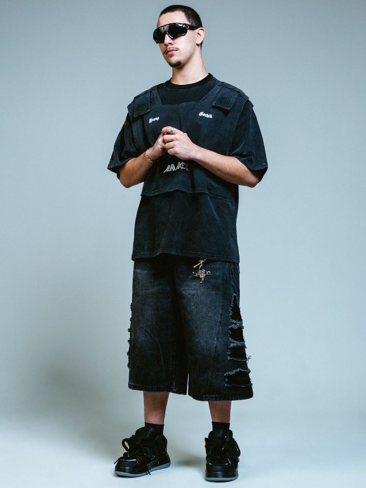 Bermuda de Mezclilla Jorts Negra “SharkSide”