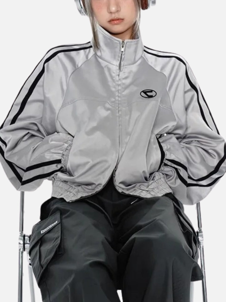Chaqueta para Mujer de Cuello Alto Gris Plata 'Street Lady'