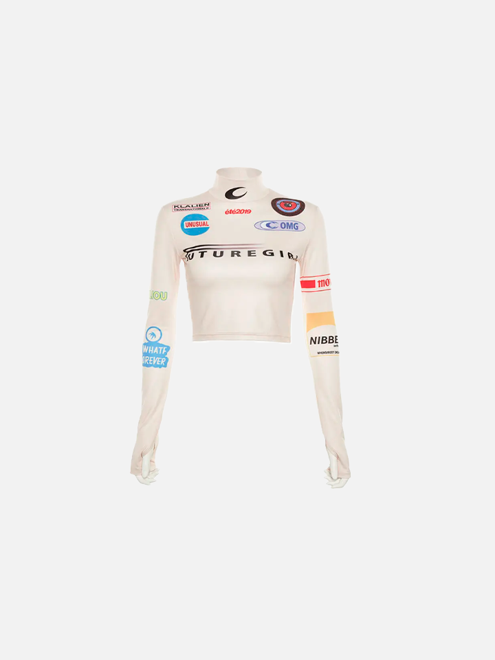 Blusa Ombliguera Manga Larga Blanca 'Future Girl' para Mujer
